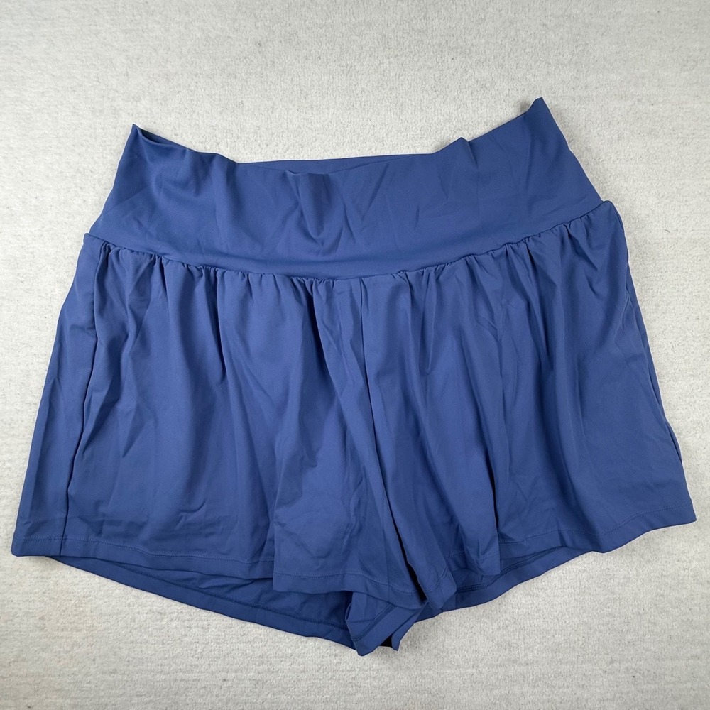 Halara Softlyzero Airy High Waisted Flowy Athletic Shorts Blue 2X Long NWT